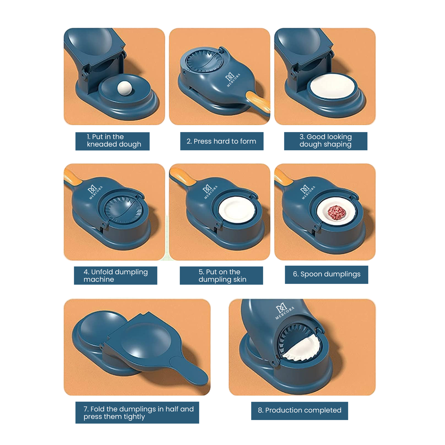 MERCORA 4 in 1 Dumpling Maker Ghughra Momos Maker Machine, Skin Press Mould for Gujiya Ghughra Mould Machine