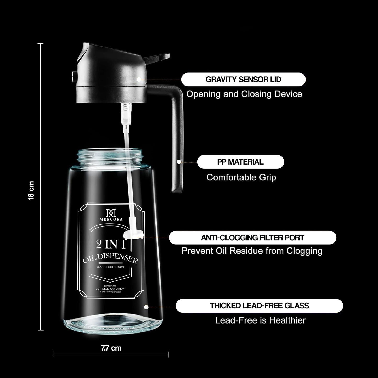 MERCORA 2 in 1 Glass Cooking Oil Dispenser