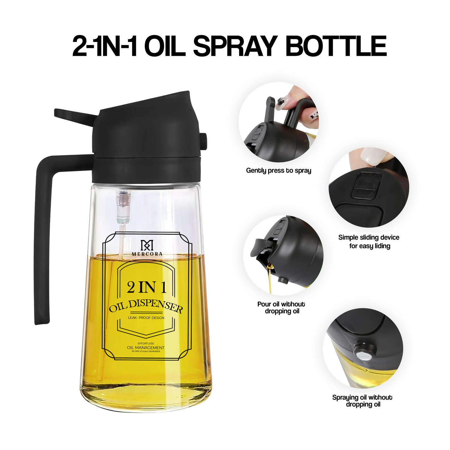 MERCORA 2 in 1 Glass Cooking Oil Dispenser