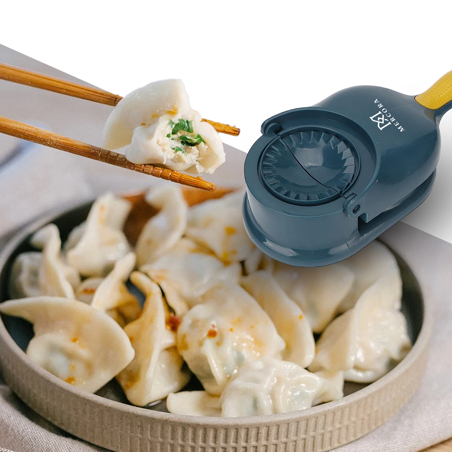 MERCORA 4 in 1 Dumpling Maker Ghughra Momos Maker Machine, Skin Press Mould for Gujiya Ghughra Mould Machine