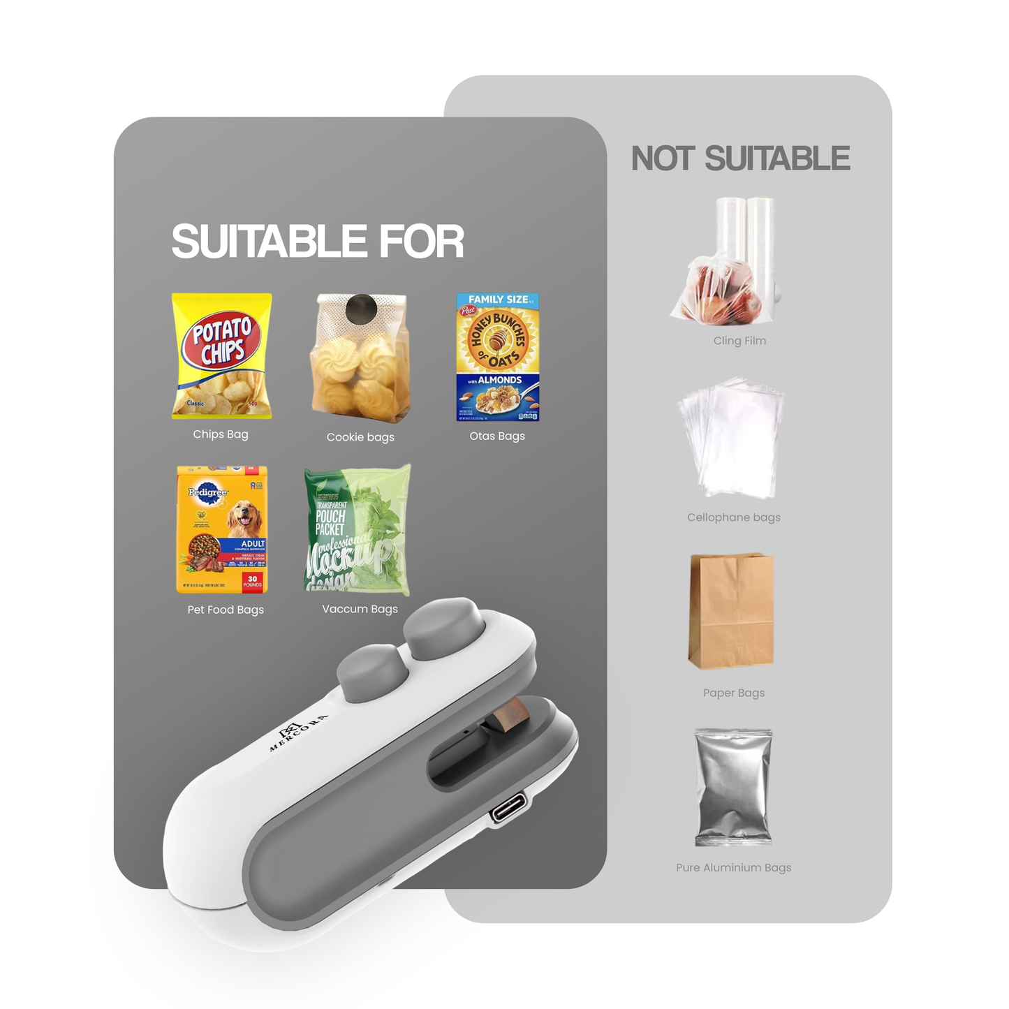 MERCORA Portable Mini Sealing Machine Rechargeable