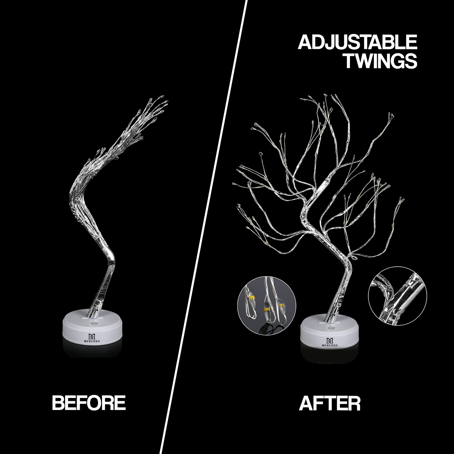 MERCORA LED Bonsai Tree Light With 36 Pearls