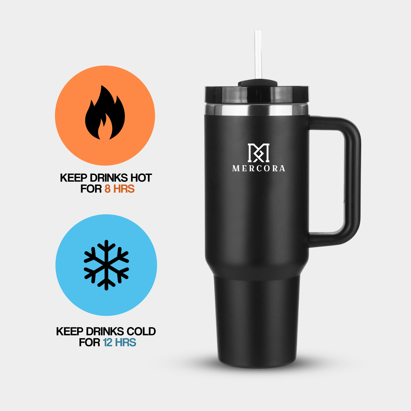 MERCORA Tumbler with Straw and Lid