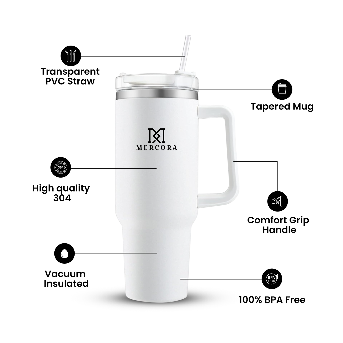 MERCORA Tumbler with Straw and Lid