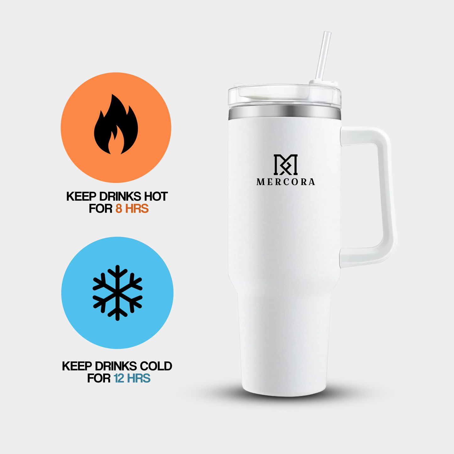 MERCORA Tumbler with Straw and Lid